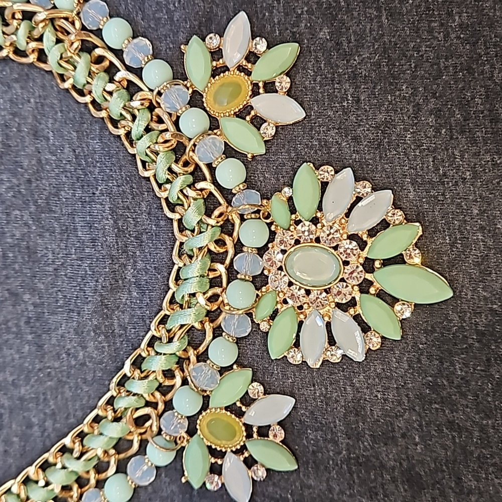 Napier Multi Stone Rhinestine Statement Piece Gol… - image 1